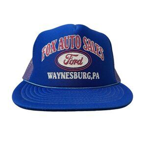 Fox Auto Sales Ford Dealership Waynesburg PA Vtg Retro Trucker Snapback Hat Cap